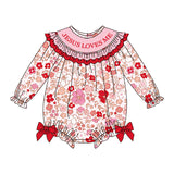 Pre-order LR2769 baby smocked Jesus loves me  long sleeves romper