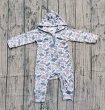 LR2813 baby boys camo long sleeves hooded zipper romper