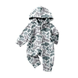 LR2813 baby boys camo long sleeves hooded zipper romper
