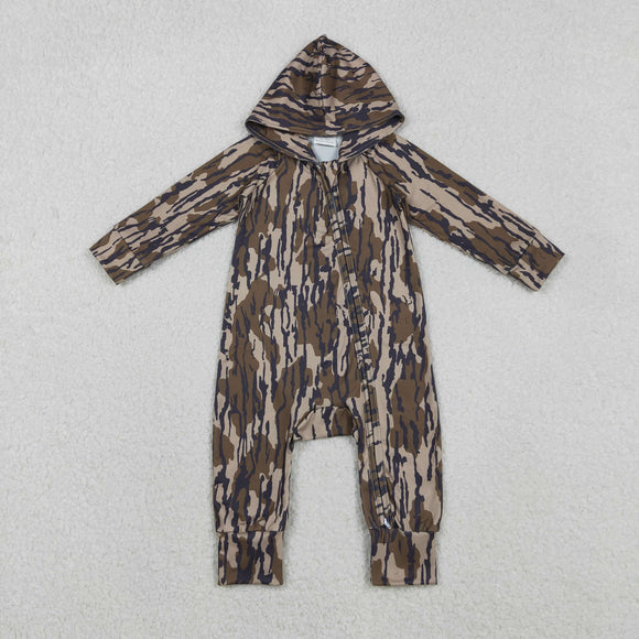 LR2814 baby boys camo long sleeves hooded zipper romper