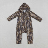 LR2814 baby boys camo long sleeves hooded zipper romper