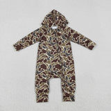 LR2826 baby boys camo long sleeves hooded zipper romper