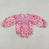 LR2842 baby girls Daddy's Valentine bow long sleeves romper