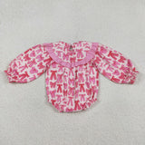 LR2842 baby girls Daddy's Valentine bow long sleeves romper