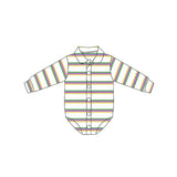 11.3 Pre-order LR2880  baby boys Mardi Gras stripe button long sleeves romper