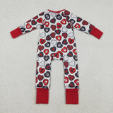 LR2882 baby Valentine's love long sleeves zipper red romper