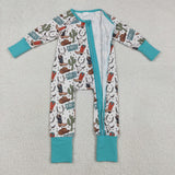 LR2944 baby boys cowboy cactus long sleeves zipper romper
