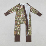 LR2949 baby boys duck camo long sleeves zipper romper