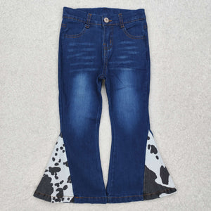 P0305 western cow leopard girls Bell-bottom jeans