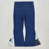 P0305 western cow leopard girls Bell-bottom jeans