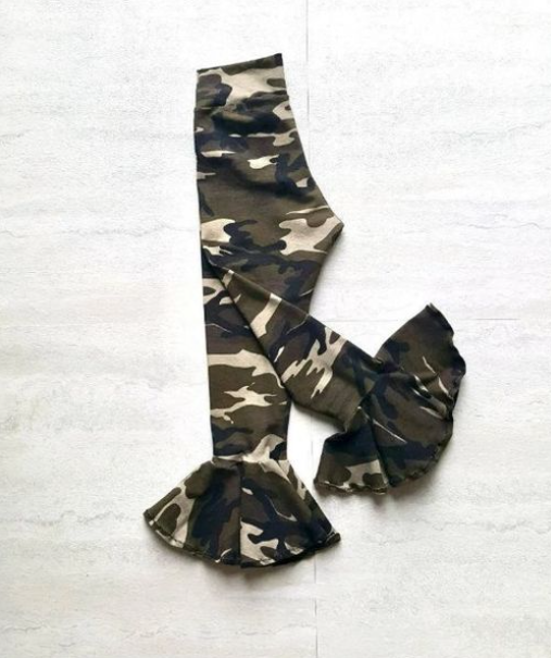 P0381--pre order Camouflage bell bottoms