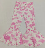 P0406 -- pre order western pink white jeans long pants bell bottoms