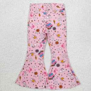 P0407 western pink jeans long pants bell bottoms