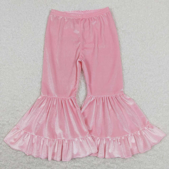 P0416--light pink milk silk girls bell bottom long pants