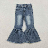 P0676-- Fashion bleached girls denim bell bottoms