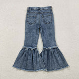 P0676-- Fashion bleached girls denim bell bottoms