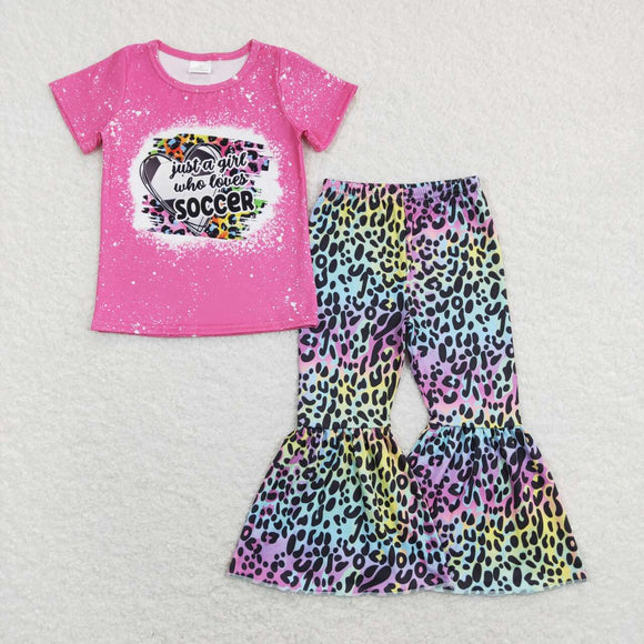 GSPO1273---  pink soccer short sleeve girls outfits