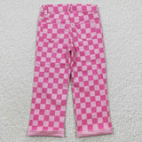 new style Checkered jeans pink