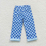 new style Checkered jeans blue