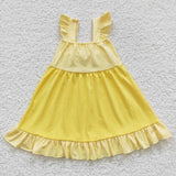 new style big bow yellow girls outfit