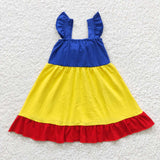 new style big bow red and yellow girls outfit