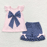 summer embroidered 4th of July dog pink girls outfits