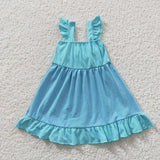 new style big bow blue girls outfit