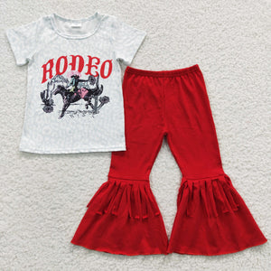 new style western rodeo red girls outfit