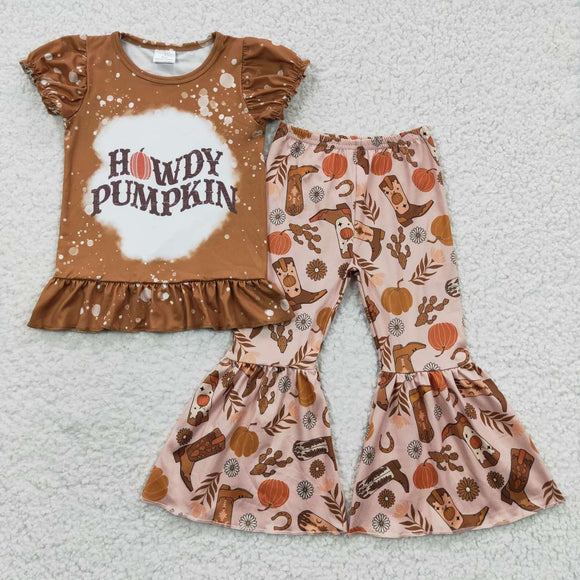 Halloween howdy pumpkin girls outfit
