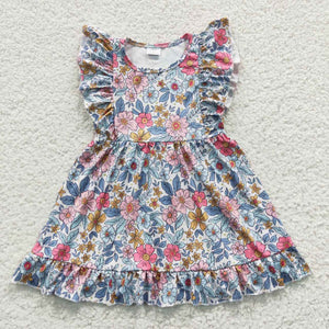 summer short  sleeve floral girls dress