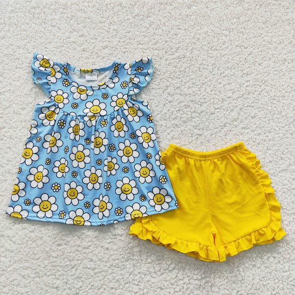 blue floral yellow girls outfits