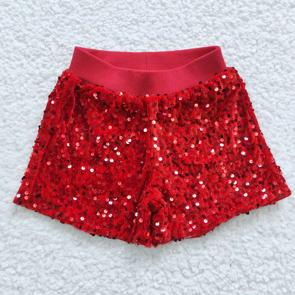 red sequined shorts