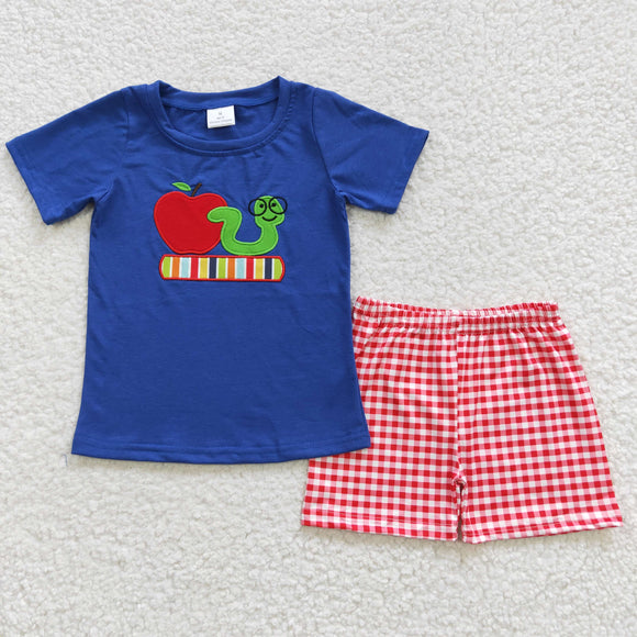 back to school apple embroidered boy outfit