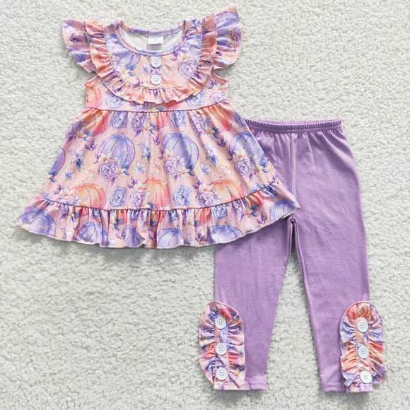 Halloween pumpkin purple girls outfit