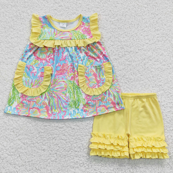 summer tie-dye yellow girls outfit
