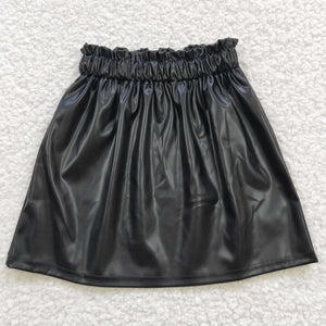 black leather Short skirt