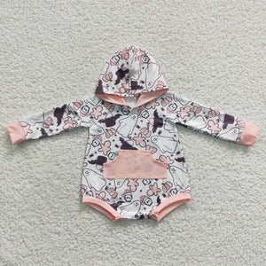 Halloween ghost pink hoodie baby girls romper