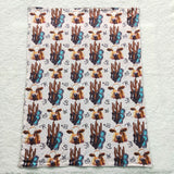 western cow and cactus blanket
