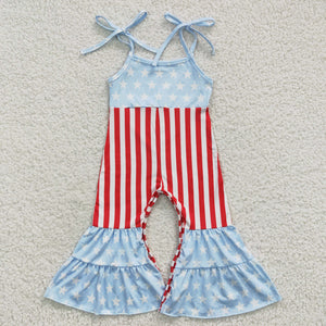 4th of July blue and red girls jumpsuit
