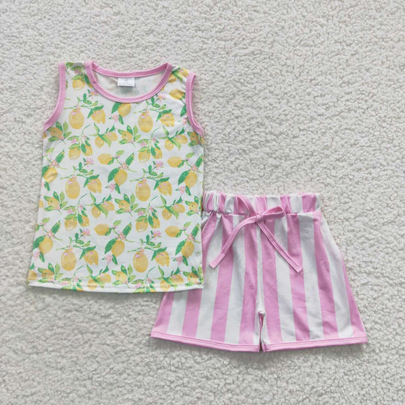 summer lemon pink girls outfit