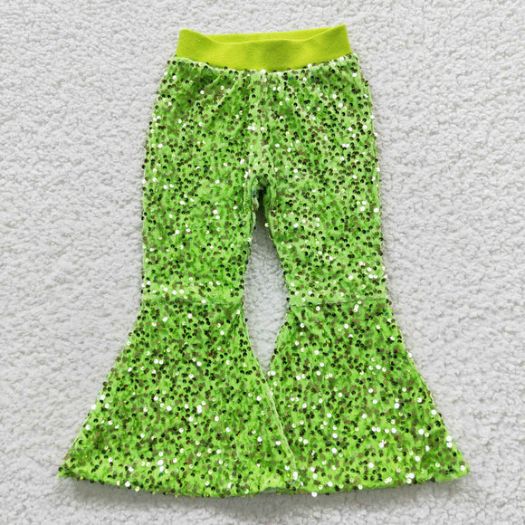 new style green Sequined bell bottoms