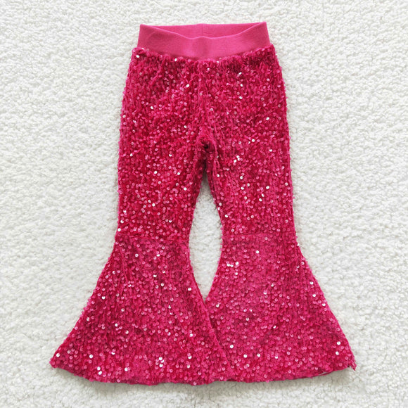 new style Rose red Sequined bell bottoms