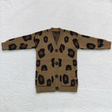 long sleeve brown leopard sweater