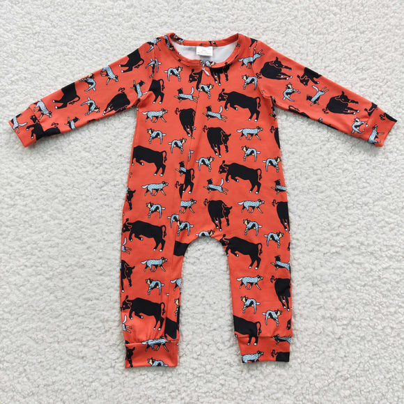 western cow zip romper