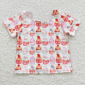 short sleeve pink cake top