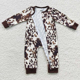 long sleeve  leopard zip sleeper
