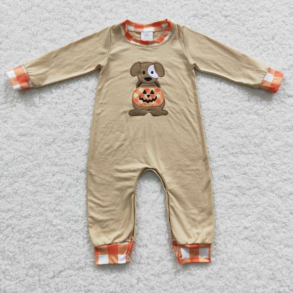 Halloween embroidered dog and pumpkin romper