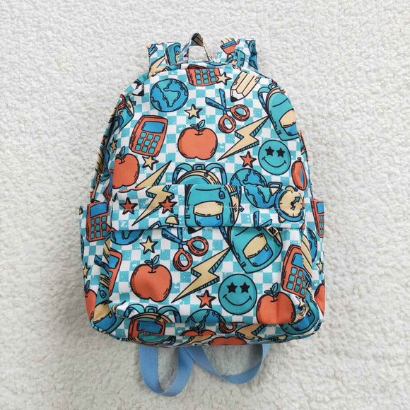 High quality  back to school apple blue print backpack