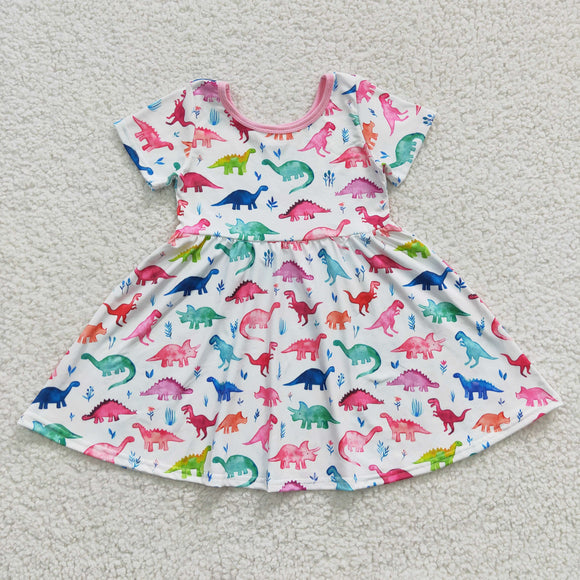 Summer cute dinosaur print girl skirt