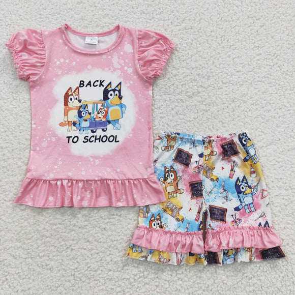 back to school blue dog girls outfit